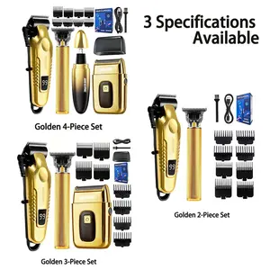 Men's Professional Electric Hair Trimmer Set, USB Charging, T-Shaped Blade Clipper, Shaver, Nose Hair Trimmer, Holiday Gift for Boyfriend