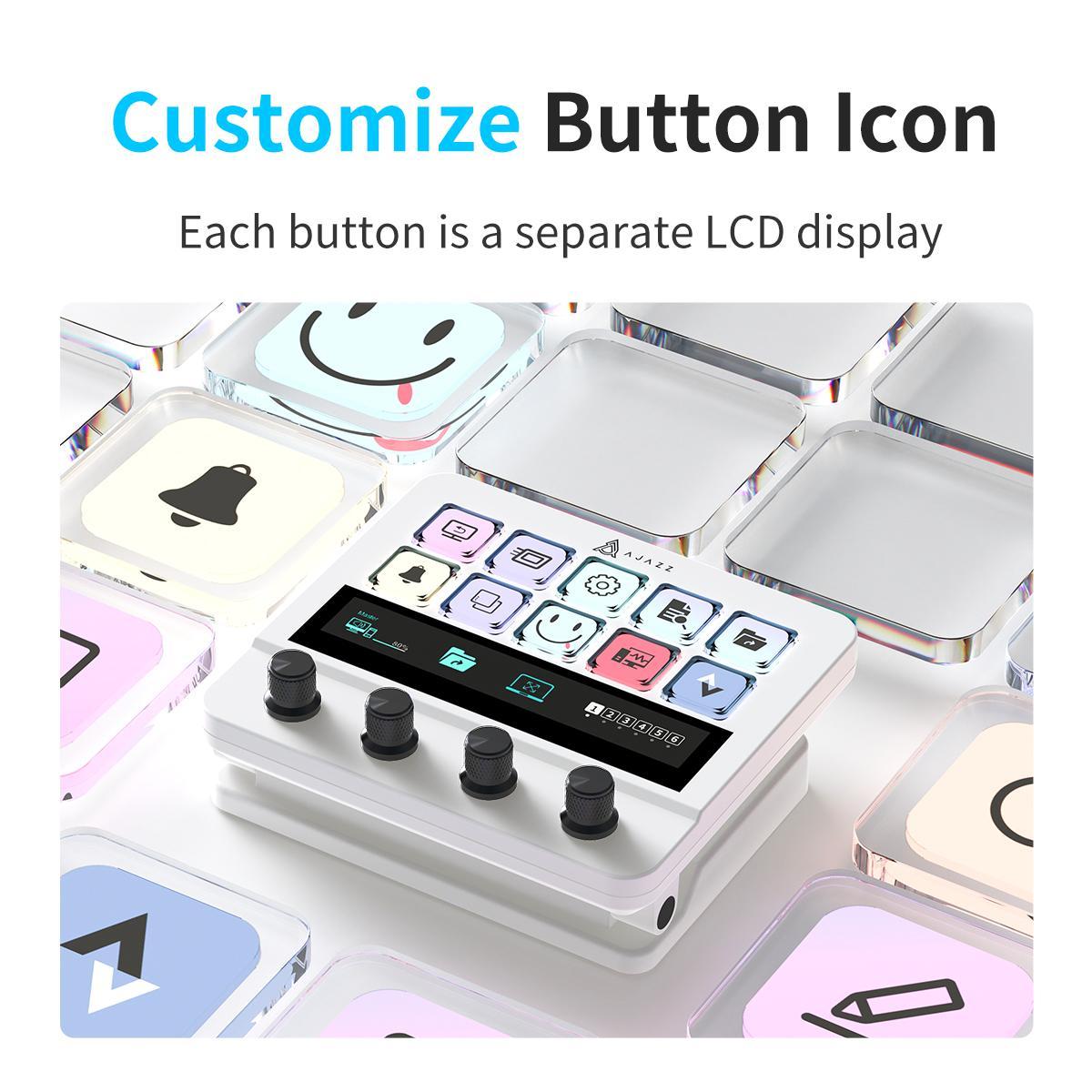 AJAZZ AKP05 console, Console accessories, programmable visual button touch screen function custom adjustable stand multi-audio control one-key operation customizable button integrated live broadcast console multi-button