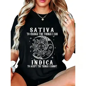 Unisex Sativa To Change The Things I Can Indica  Weed T-Shirt Casual Top