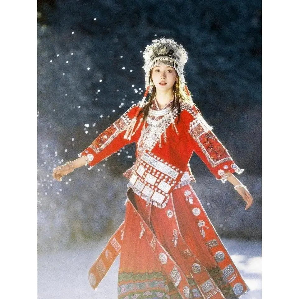 Hmong Miao Women's Stage Costume & Accessory Set - Fit for Dance, Photo Shoots, Includes Clothes, Available in US XS Size