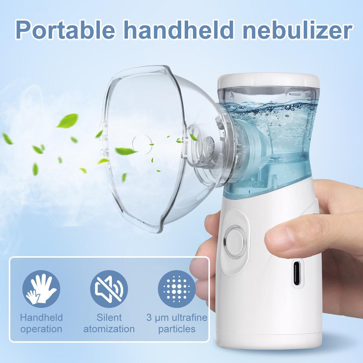 Handheld Ultrasonic Nebulizer, Portable Home Nebulizer, Rechargeable Mesh Nebulizer, Includes Face Mask and Mouthpiece, Features a Compact and Self-Cleaning Design, Suitable for Home Use, Travel, and Respiratory Assistance. Handheld Ultrasonic Nebulizer, Portable Home Nebulizer, Rechargeable Mesh Nebulizer, Includes Face Mask and Mouthpiece, Features a Compact and Self-Cleaning Design, Suitable for Home Use, Travel, and Respiratory Assistance.