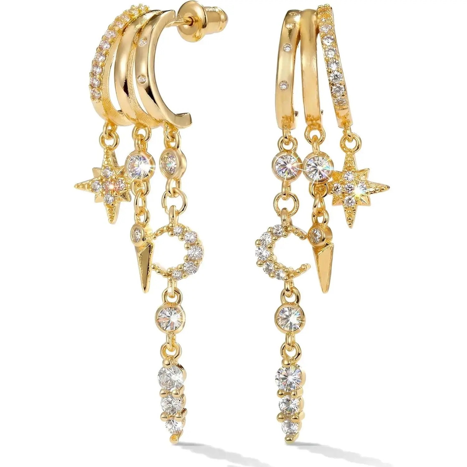 14K Gold Earrings for Women Trendy Illusion Dangle Stud Earrings | Hypoallergenic Earrings,Dangle Earrings,Statament Earrings,Earrings for Sensitive Ears Women,Dainty Earrings,Jewelry Gifts