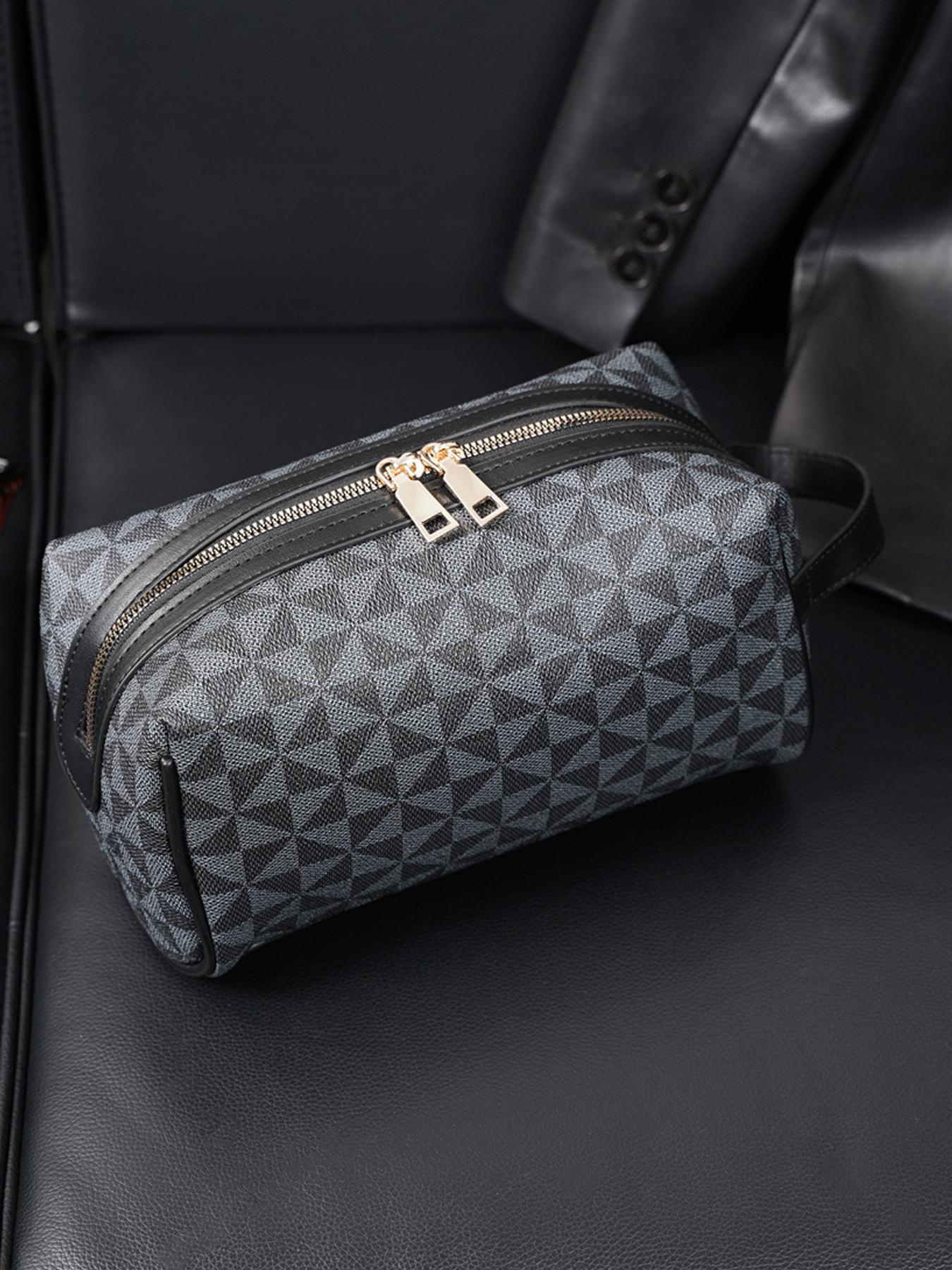 Fashion Geometric Pattern PU Leather Clutch, Lightweight Simple Business Wristlet for Men, Casual Trendy Versatile High-quality Daily Commuting Bag