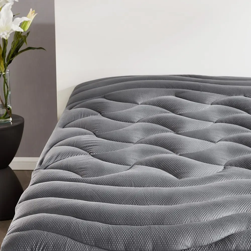 King Mattress Topper, Cooling Mattress Cover for hot Sleepers, Premium Zoned Cool Mattress Protector Breathable and Washable, Deep Pocket (Grey, King)