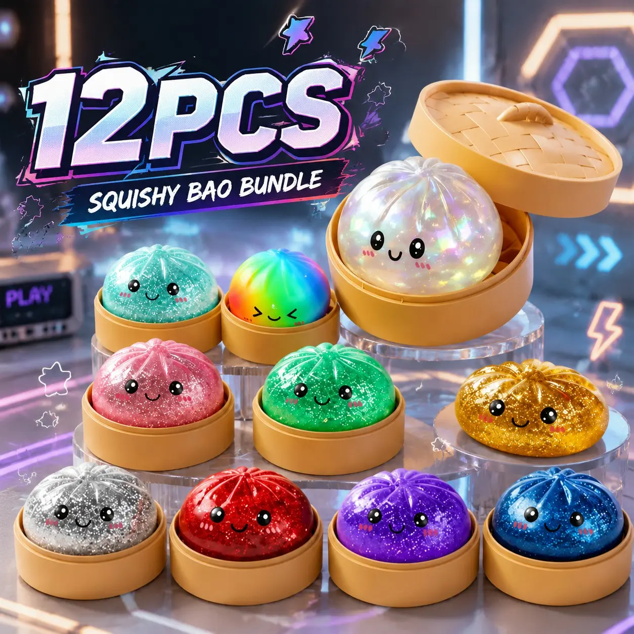 Limited Rare Mystery Blind Box with Sparkly Dumpling Baozi Squishies, Slow Rebound Squeeze Fidget Gadget Relieves Tension, Holiday Exchange Souvenir, Minimalist Table Calming Decor, ASMR Sensory Toy, Portable ADHD Anxiety Relief Collectible Trinket