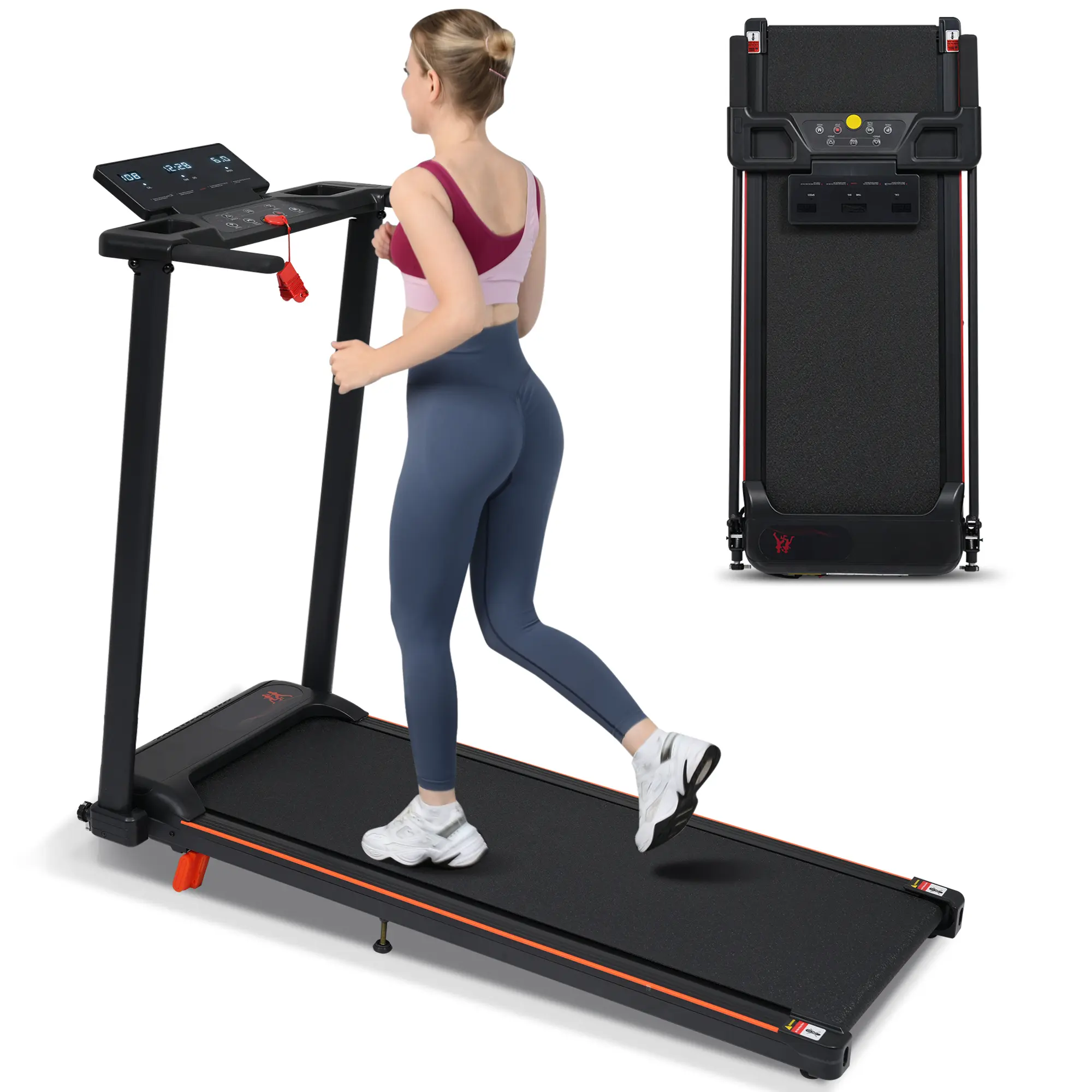 Nokaa 3.0HP Foldable Treadmill with 8% Incline, Portable Walking Jogging Running Machine for Home Office, 265 lbs Capacity, 40.94"x14.17" Running Belt, 1-8 MPH Speed, 12 Preset Programs, LED Display, Black Metal