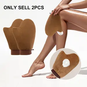 2pcs Sunscreen Applicator Gloves, Portable Reusable Flocking Mitts for Face & Body, Washable Beauty Tools for Lotion & Cream Application
