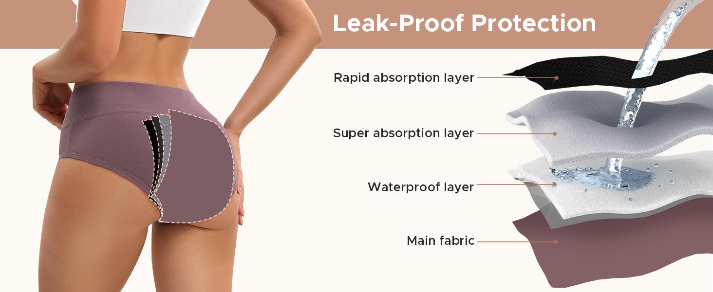 Period Underwear for Women Heavy Flow High Waisted Menstrual Incontinence Panties 3-Pack(Deep Elegance,Large)