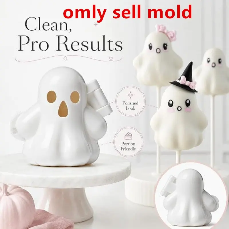 Ghost Cake Pop Mold, Halloween-Themed Candy Bar Shape Silicone Mold, Perfect for Baking Ghost-Shaped Cakes & Treats, Durable & Reusable Design