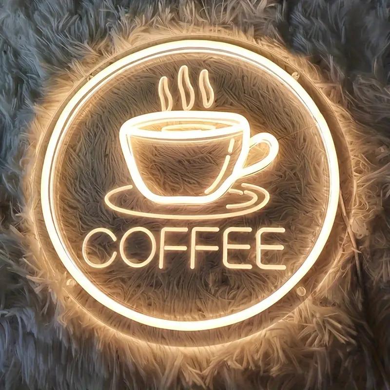 Coffee Cup Design Neon Sign, USB‑Powered 3D Coffee Cup Neon Light, Decorative Neon Sign for Home, Coffee Shop or Office, Led Signs