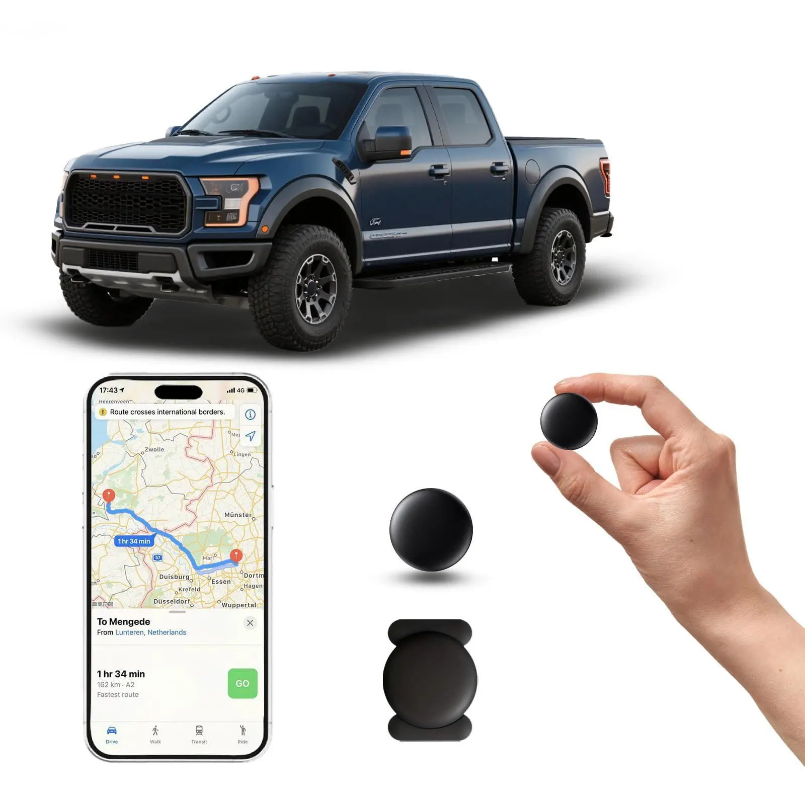 Mini Vehicle Tracker, Hidden Car Tracker, Real-Time Tracking for Kids, Cars, Pets, Compatible with Find My, No Monthly Fee, iOS