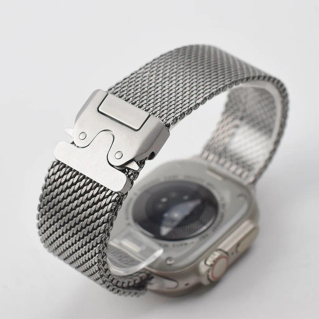 Titanium Milanese Loop Band for Apple Watch Ultra 2 49mm Series 10/9/8/7/6/5 | Secure Parachute Buckle
