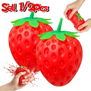 Strawberry Squishy Toy - 5.51inch Realistic Strawberry Squishy Toy, Slow Rising Squeeze Ball, Sensory Fidget Toy for Adults & Kids, Party Favor, Birthday Gift for Boys & Girls