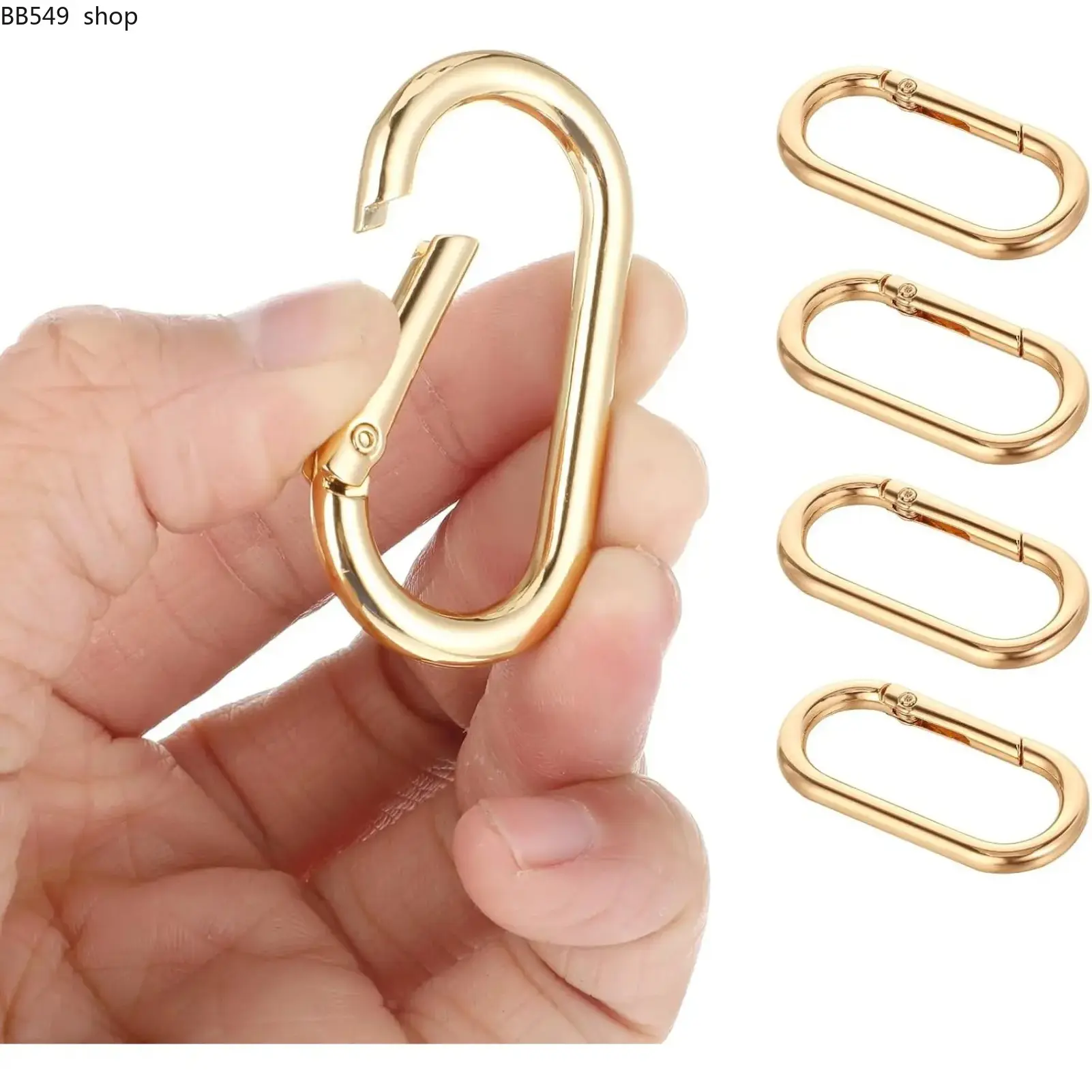 8pcs Spring O Ring Clip Oval Shape Snap Clip Key Rings Purse Strap Extender Clip Metal Spring Key Ring Keychain Alloy Round Buckle for Keys Bag Handbag Crafts, Bag Accessories