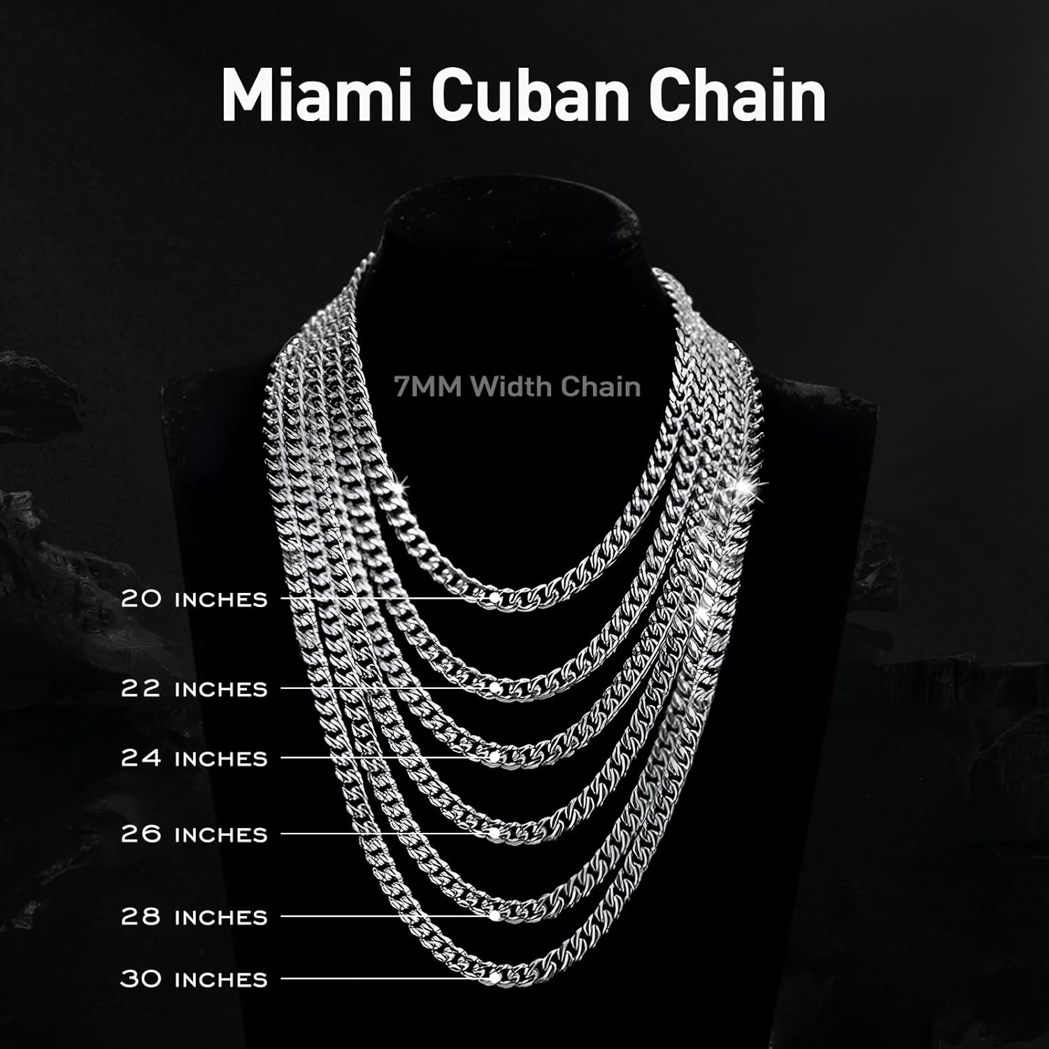 Cuban Link Chain for Men 7mm Silver Chain for Men Miami Cuban Mens Silver Chain,925 Sterling Silver/14K Gold Plated and 316L Stainless Steel 20/22/24/26/28/30 Inches Silver/Gold Chain for Men Necklace