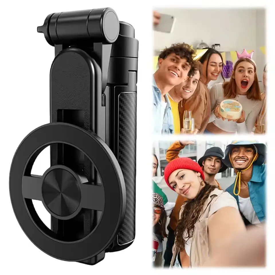 Four-In-One Multi-Functional 360° Rotating Magnetic Selfie Stick, Portable Extendable with Wireless Detachable Remote, Ideal for Travel and Vlogging