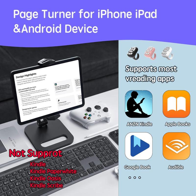 Bluetooth TikTok Ring - Finger Wearable Scrolling Remote | Effortless Video Browsing for Smartphones | Lightweight & Rechargeable (Black) Tech Accessories Camera