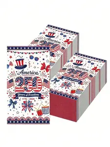 20pcs American Independence Day Napkins, 250th Anniversary Theme, Festival Party Decor, All Seasons, All over Print, Atmosphere Enhancer