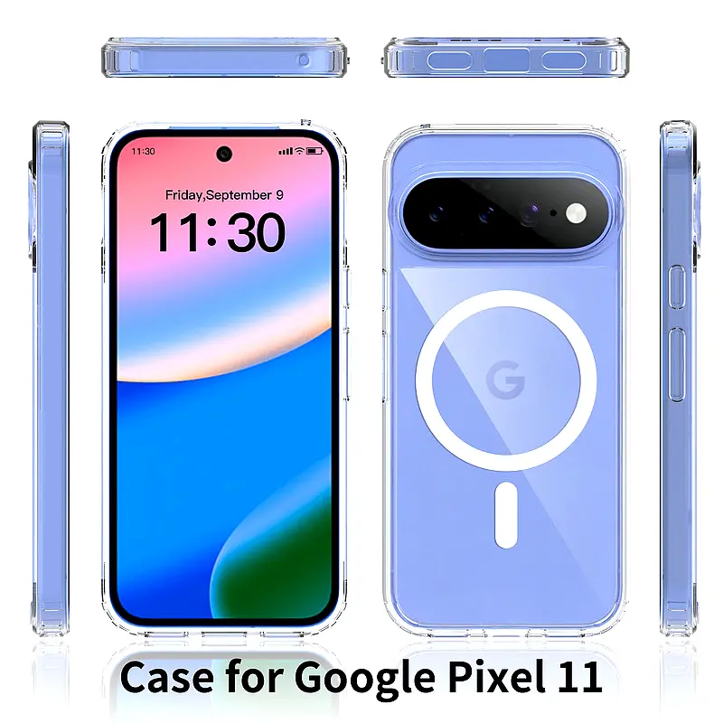 Magnetic Transparent Phone Case for Google Pixel 10 Pro with Strong Magnet Ring Support TPU and PC Dual Layer Drop Protection Anti Yellowing Scratch Resistant Slim Fit Design
