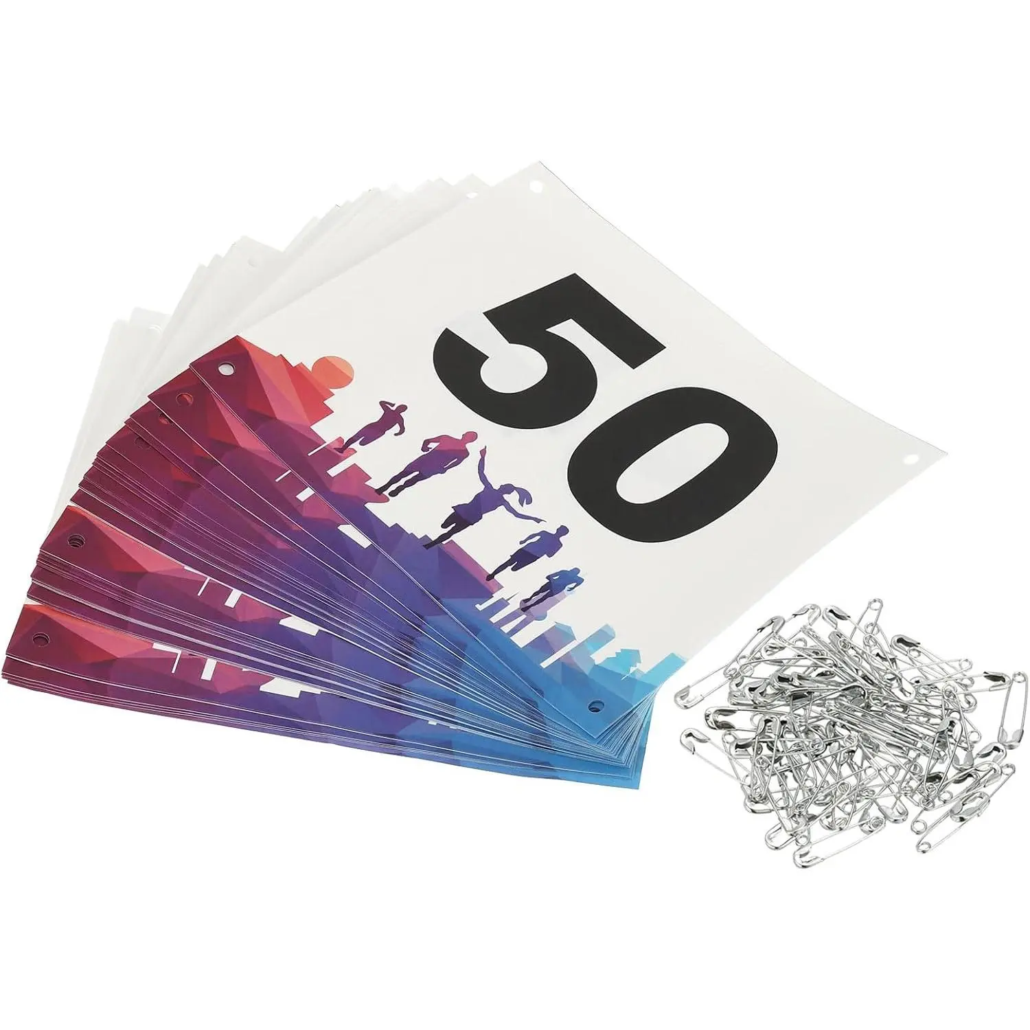 Tearproof Waterproof Running Race Competitor Bib Numbers with Safety Pin for Marathon
