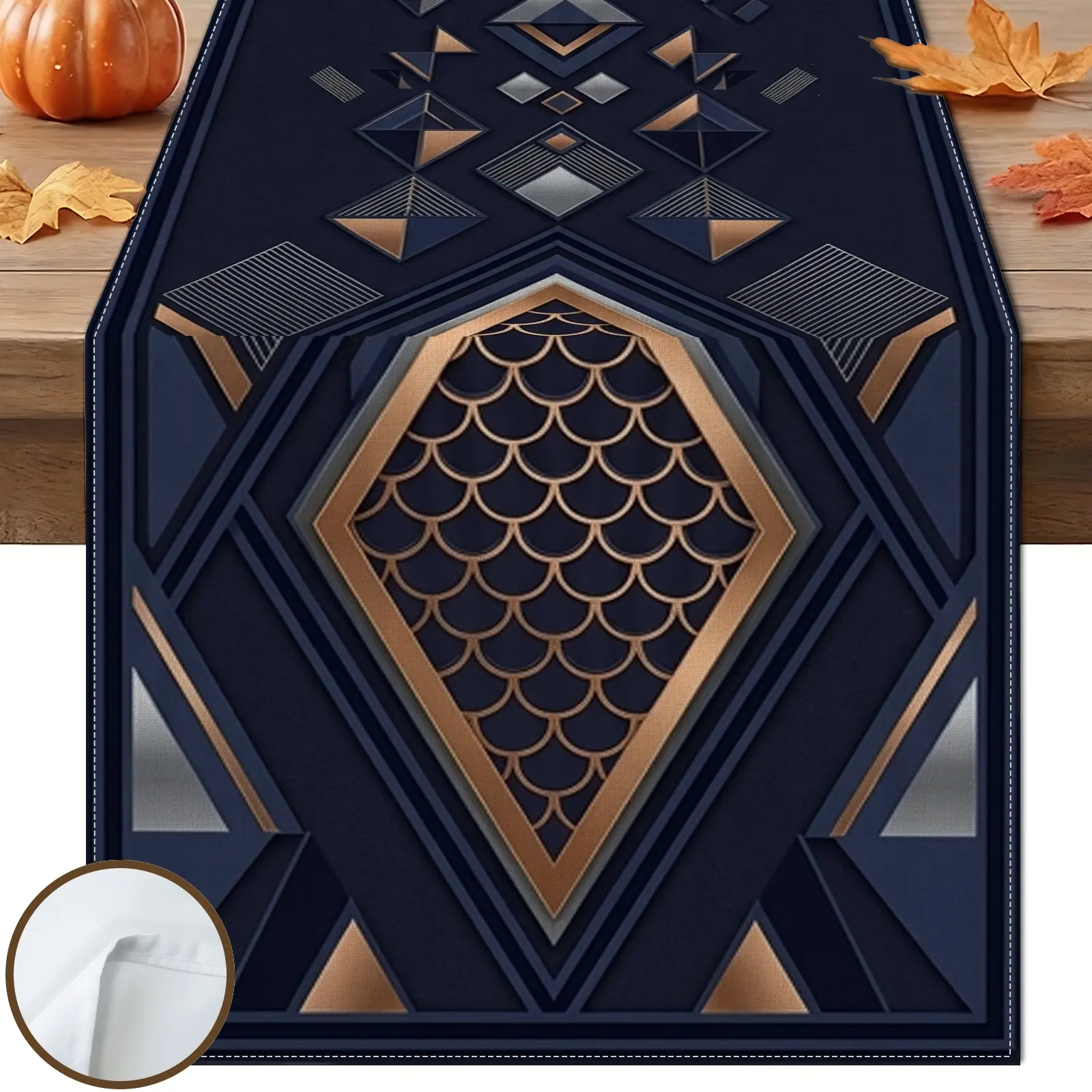 1pc Geometric Diamond Pattern Table Runner, Modern Chic Style, Metallic Graphic Design, for Dining Table Home Decor Entryway Table Seasonal Table Decor