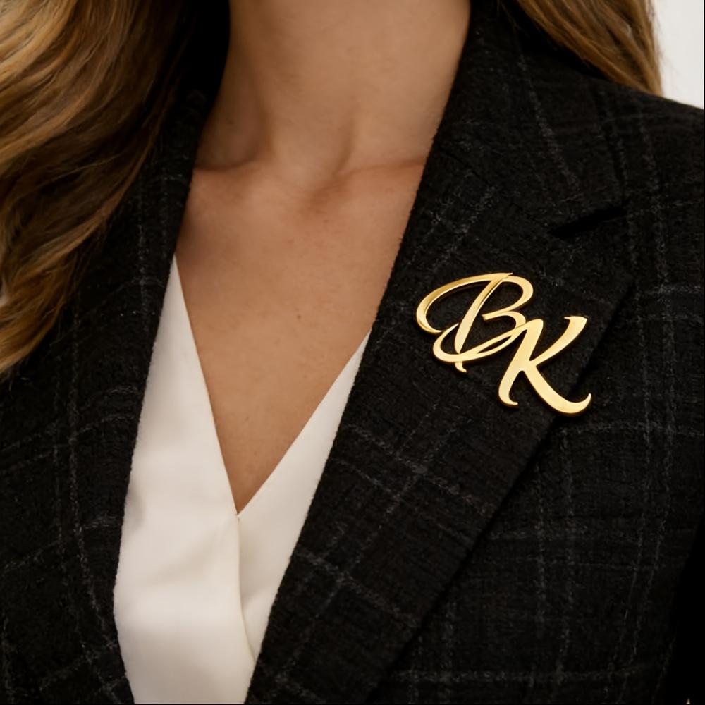 [Cusmized] Cusm Cusm Name Brooch, Lapel Pin, Cusm 304 Stainless Steel Name Brooch, Upper And Lower Letter Badge Pin Brooch, Handwritten Lapel Pin, Easy, Birthday, Brooch, Logo Brooch