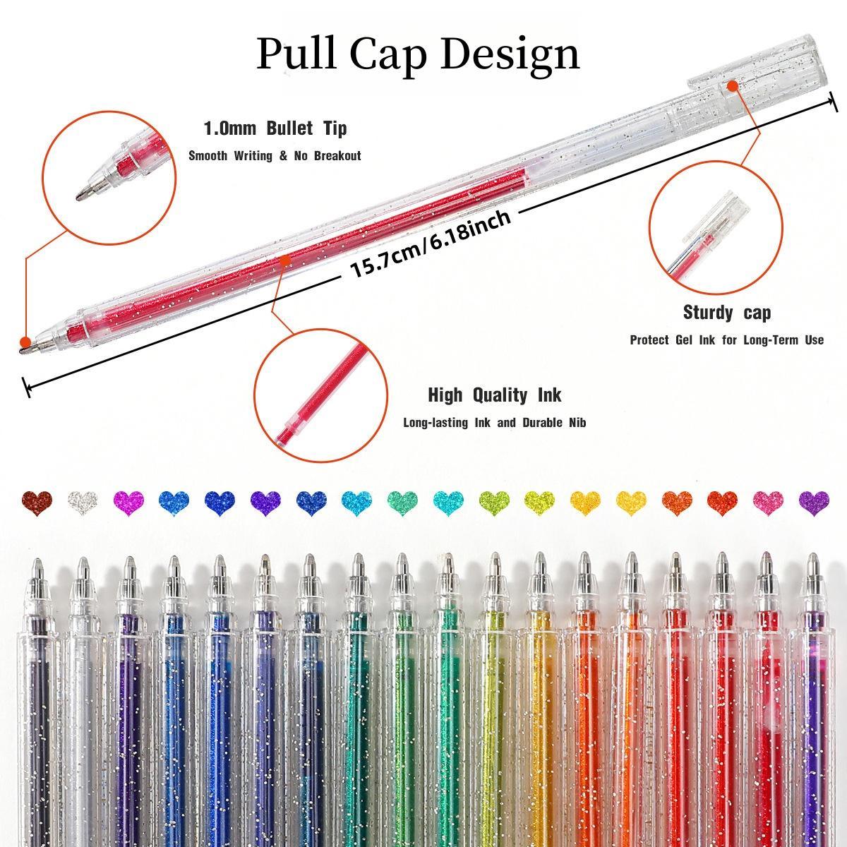 Glitter Gel Pen Set, 1.0mm Colorful Glitter Pen, Metallic Sparkle Pen, Colored Gel Pen for Handwriting Set, Notes and Markings, Students School Office Stationery