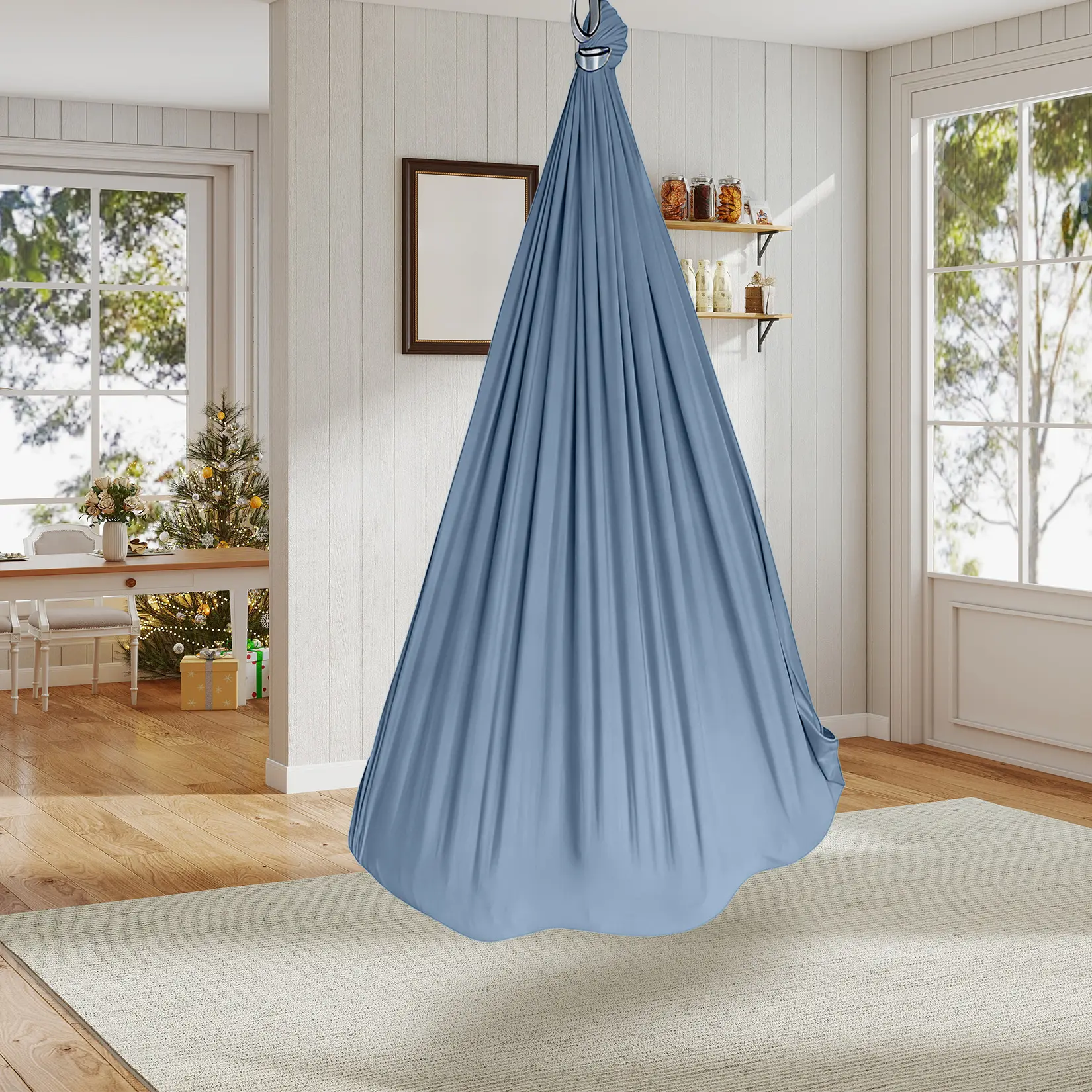Dual-Layer Sensory Hammock Rocking Chair for Kids & Adults, Calming Cuddle Chair, 360° Swivel, Deep Pressure Therapy, Durable & Comfortable, 300 lbs Capacity