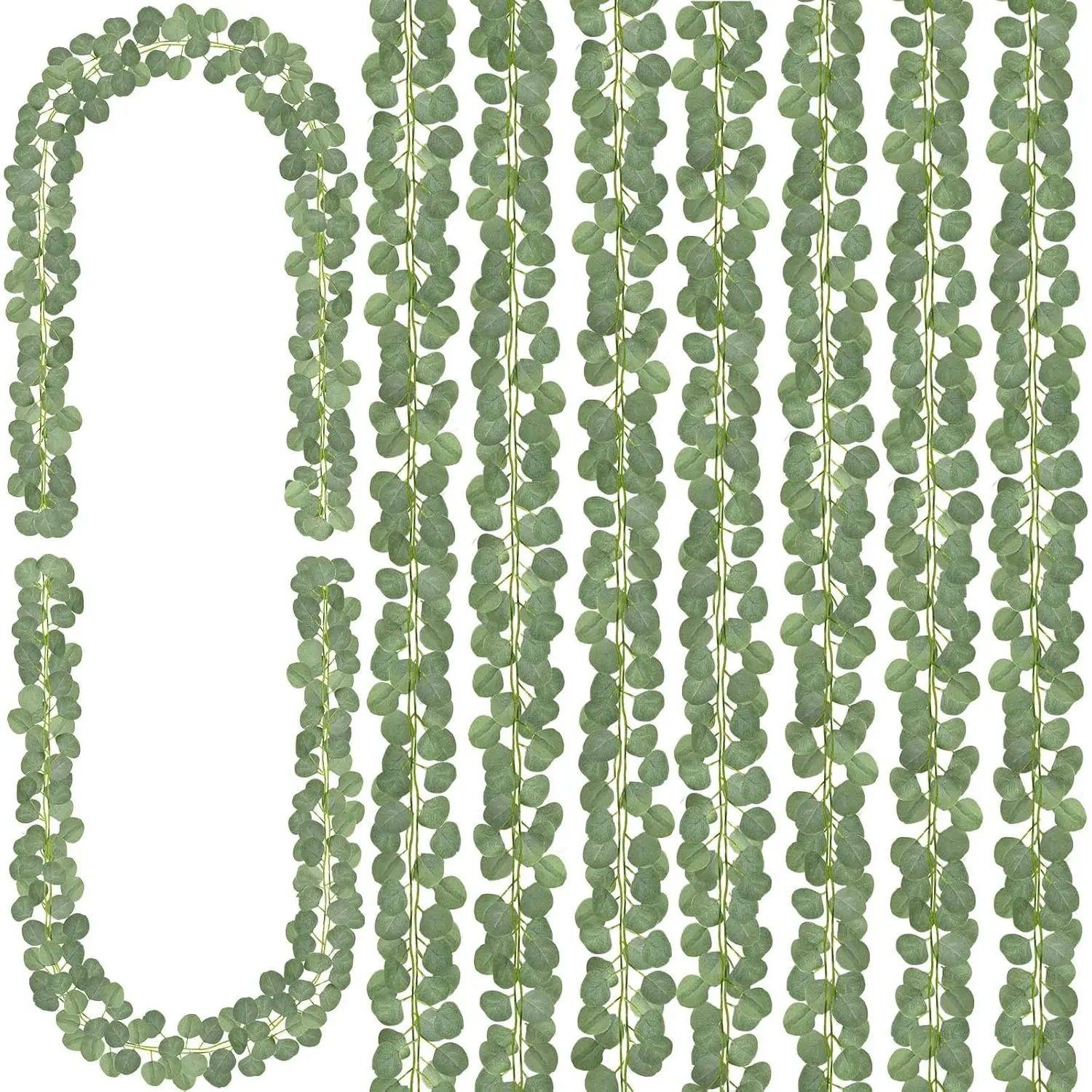 8 count Eucalyptus Garland,Artificial Eucalyptus Leaves Table Greenery Garland Wreath Spring Vines for Wedding Party Table Bedroom Wall Room Decor