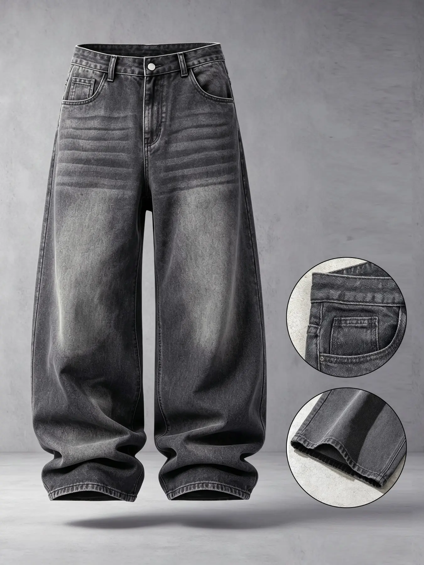 Classic Simple Versatile Men's Jeans, Casual Daily Wear, Durable Fabric, Four Seasons, Loose-Fitting, Natural Waist, Zipper Fly