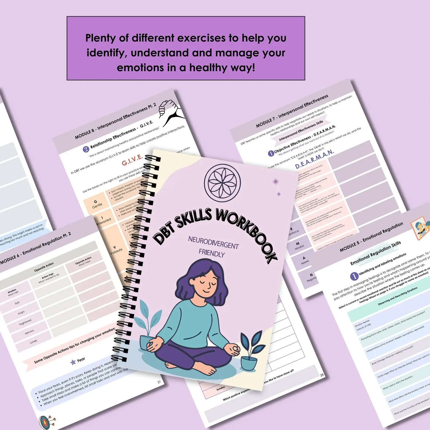 Dbt Skills Workbook, Cognitive Behavioral Therapy Practice Book, Emotion Management Journal, Mental Health Planning Notebook