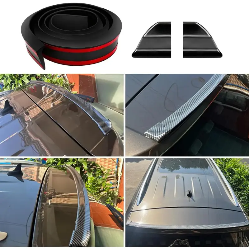 Car Rear Spoiler Roof Lip Kit, Automotive Cool Aesthetic PunchFree Install Vehicle Trunk Spoiler Trim Strip, .FT Auto Exterior Roof Lip Decoration Wing Sticker, Universal for Truck Sedan Van (.x ./Matte Black Finish)