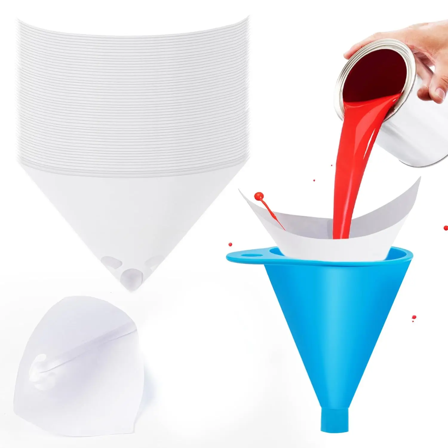 75  Strainers Paper Cone -  Mixing Cup Strainer Fine Mesh Filters Funnel Filter Disposable   Sprayer Accessories Automotive  Repair  Tools & Equipment(with 1 Funnel)