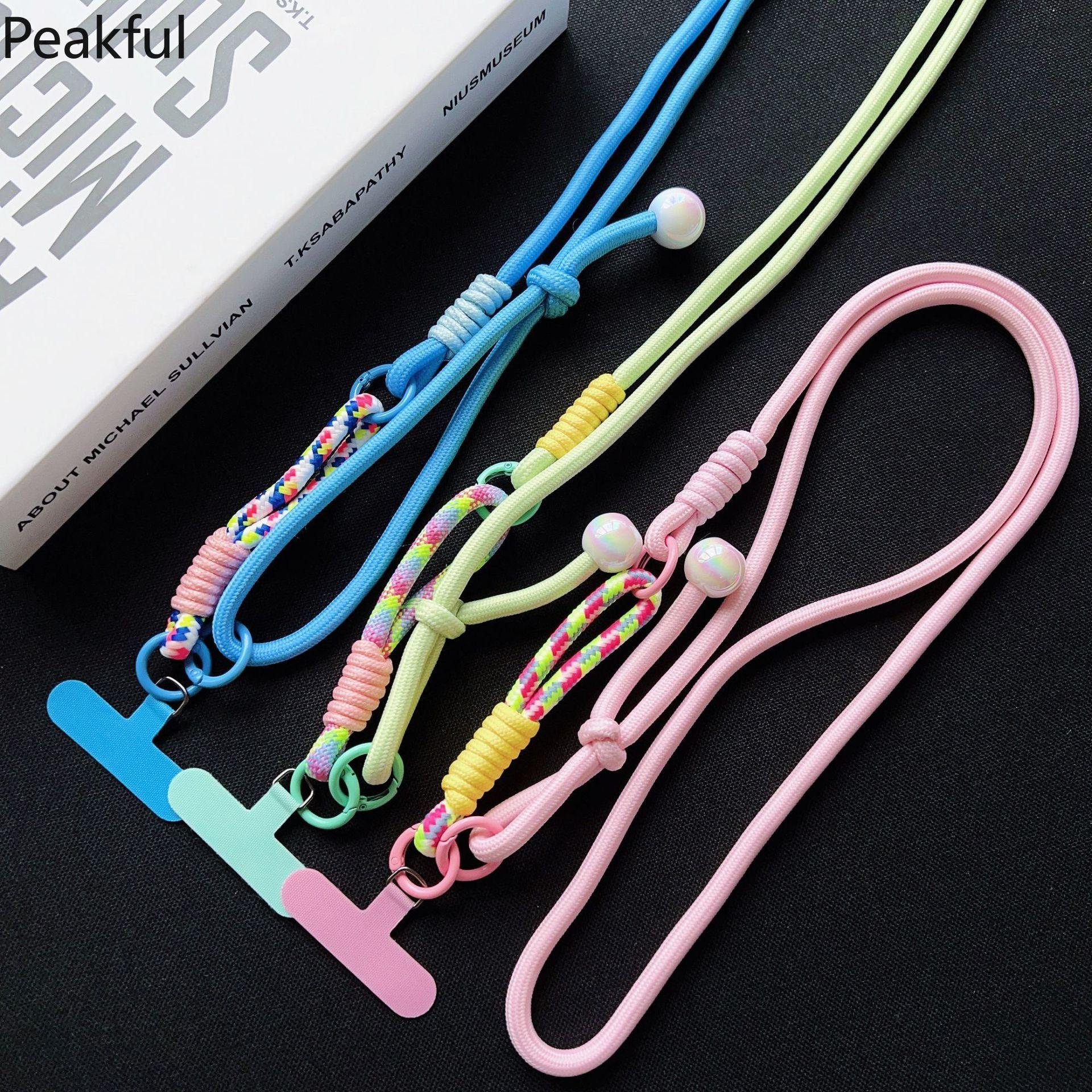 Phone Lanyard | Trending Dopamine Colorful Long Strap | Adjustable Crossbody Pearl Keychain with Card Patch | Sturdy Anti-Lost Wrist & Shoulder Strap for All Phones, Perfect for Daily Outfit, Shopping, Travel & Street Style
