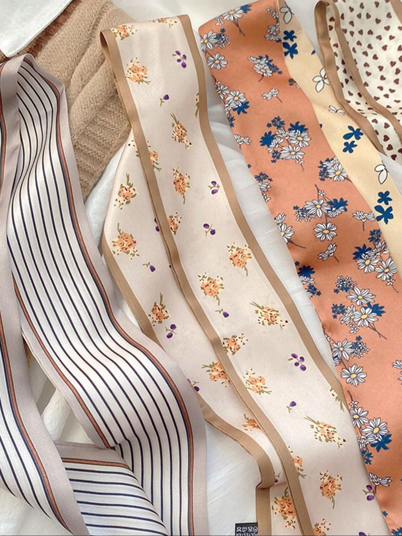 Women's Elegant Ditsy Floral & Heart & Striped Pattern Hair Band, Casual Versatile Hair Accessories for Daily Wear, Minimalist Headwear Suitable for Thick Hair, Floral Hairbands