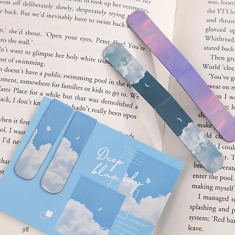 2pcs/pack Magnetic bookmark beautiful scenery clouds simple literary pattern bookmark Reading tool School office supplies