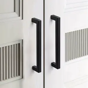 10-Pack Square Furniture Handles; Aluminum Alloy Furniture Hardware; Wardrobe Handles; Drawer Pulls; Black Handles; Silver Brushed Surface Handles; Vanity Handles; Handles; Upgrade Your Home Decor