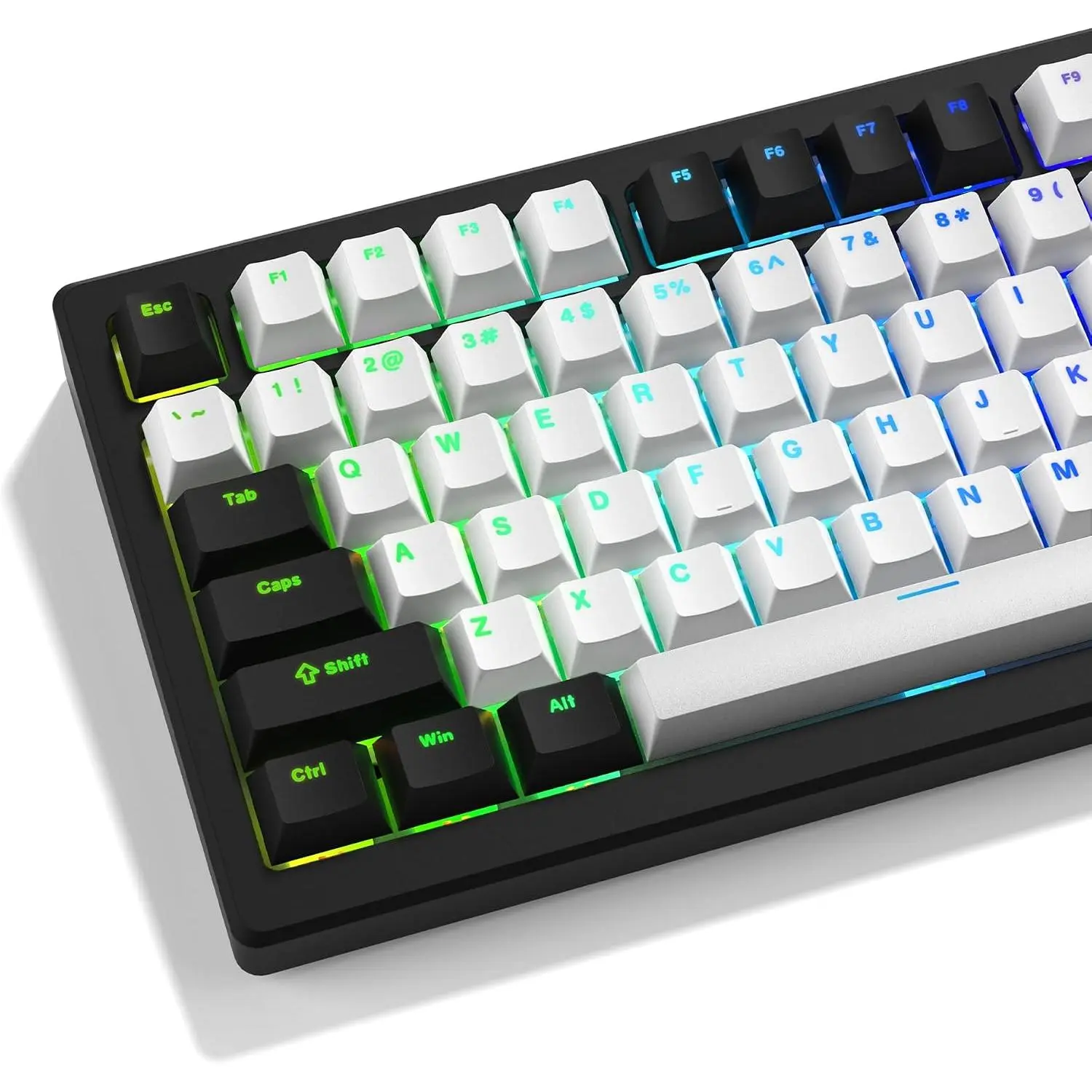 XVX Backlit Durable White Shine Through Doubleshot PBT Keycap Set, Cherry Profile, 142 Keys, Compatible with 60%-80% Mechanical Keyboards with MX, Gateron, TTC Switches