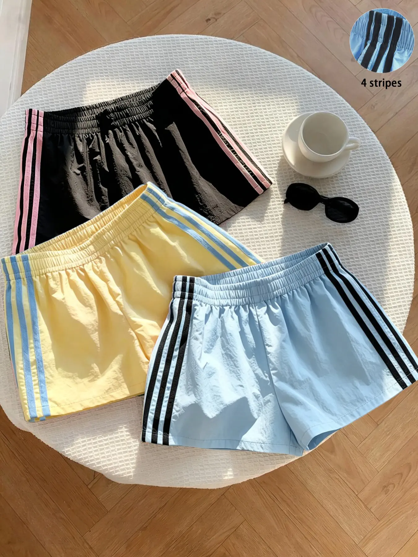 Women's Summer Striped Lightweight Athleisure Shorts, Elastic Waist Loose-Fit Workout Shorts, Casual Beachwear, Multiple Colors Available, Loose Sporty Shorts Women's Summer Striped Lightweight Athleisure Shorts, Elastic Waist Loose-Fit Workout Shorts, Casual Beachwear, Multiple Colors Available, Loose Sporty Shorts