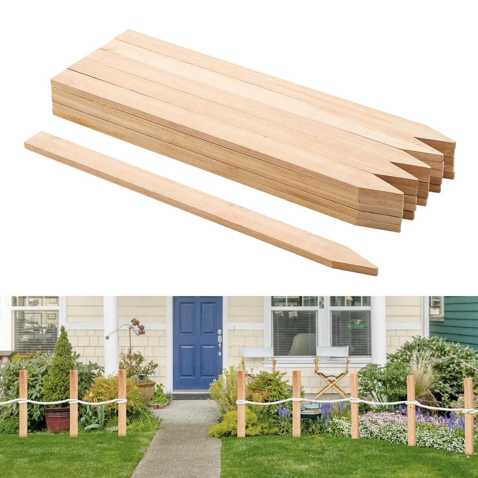 【DealsForYouDays】VEVOR Wooden Garden Stakes, 25 Pcs 24x 0.5x1.5 in Survey Grading Stakes, Garden Ground Stake with Sharp Point, Fir Wood Plant Support Stake, Sign Posts for Silt Fence Backyard Boundaries Baselines