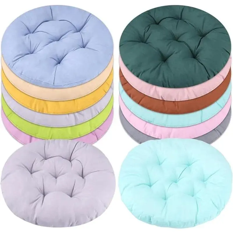 Thick Round Chair Cushion, Comfortable Washable Seat Pad for Office, Dining Room, Living Room, Garden & Tatami Floor, Soft Reusable Chair Mat for Home & Everyday Seating