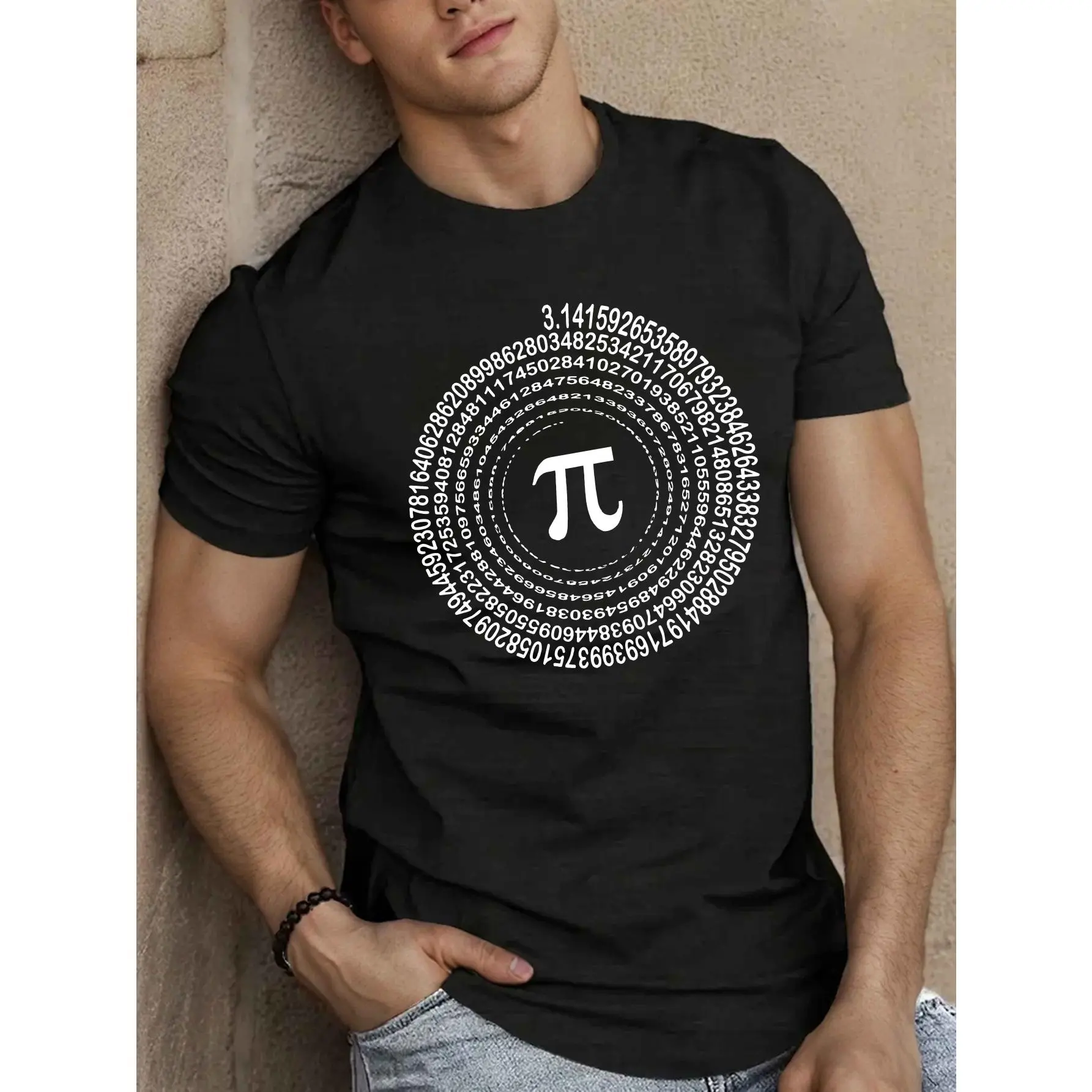 Men's Math-Themed Shortsleeve Streetwear Tshirt - Equations, Formulas, Charts - Casual Summer Round Neck Menswear Fashion Top - Machine Washable Geek Apparel for Math Enthusiasts, Unisex, Cotton, Math Symbols