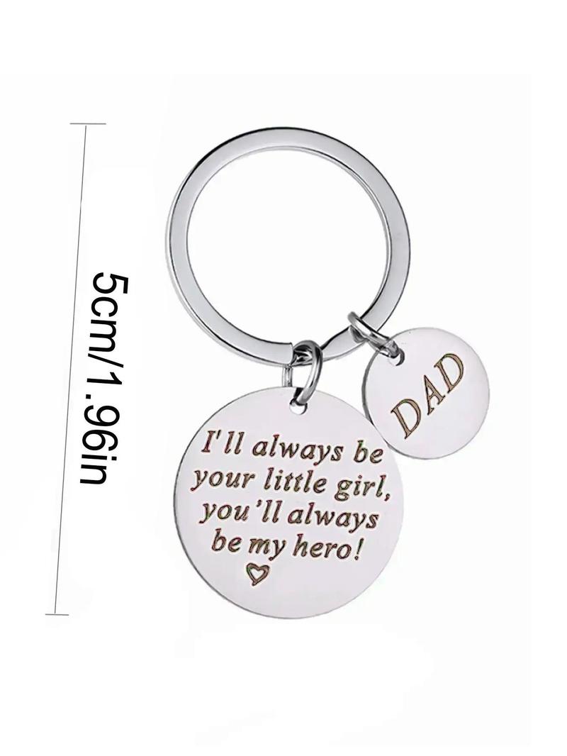 Letter Pattern Slogan Metal Keychain Personalized Heart Tag for Men & Women, Round Shaped Stainless Steel Key Holder & Key Fob for Car Key, Accessories As Xmas Gift