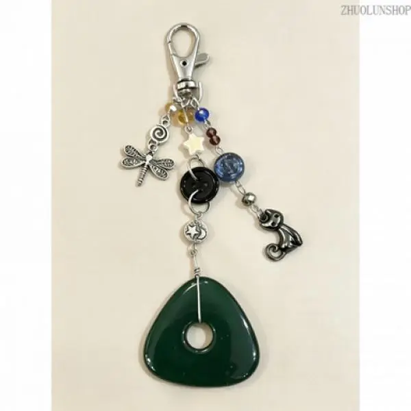 Gothic Aesthetic Alloy Keychain, Coral Inspired Cat & Dragonfly Amulet Bag Charm, Trendy Stylish Daily Fashion Accessory