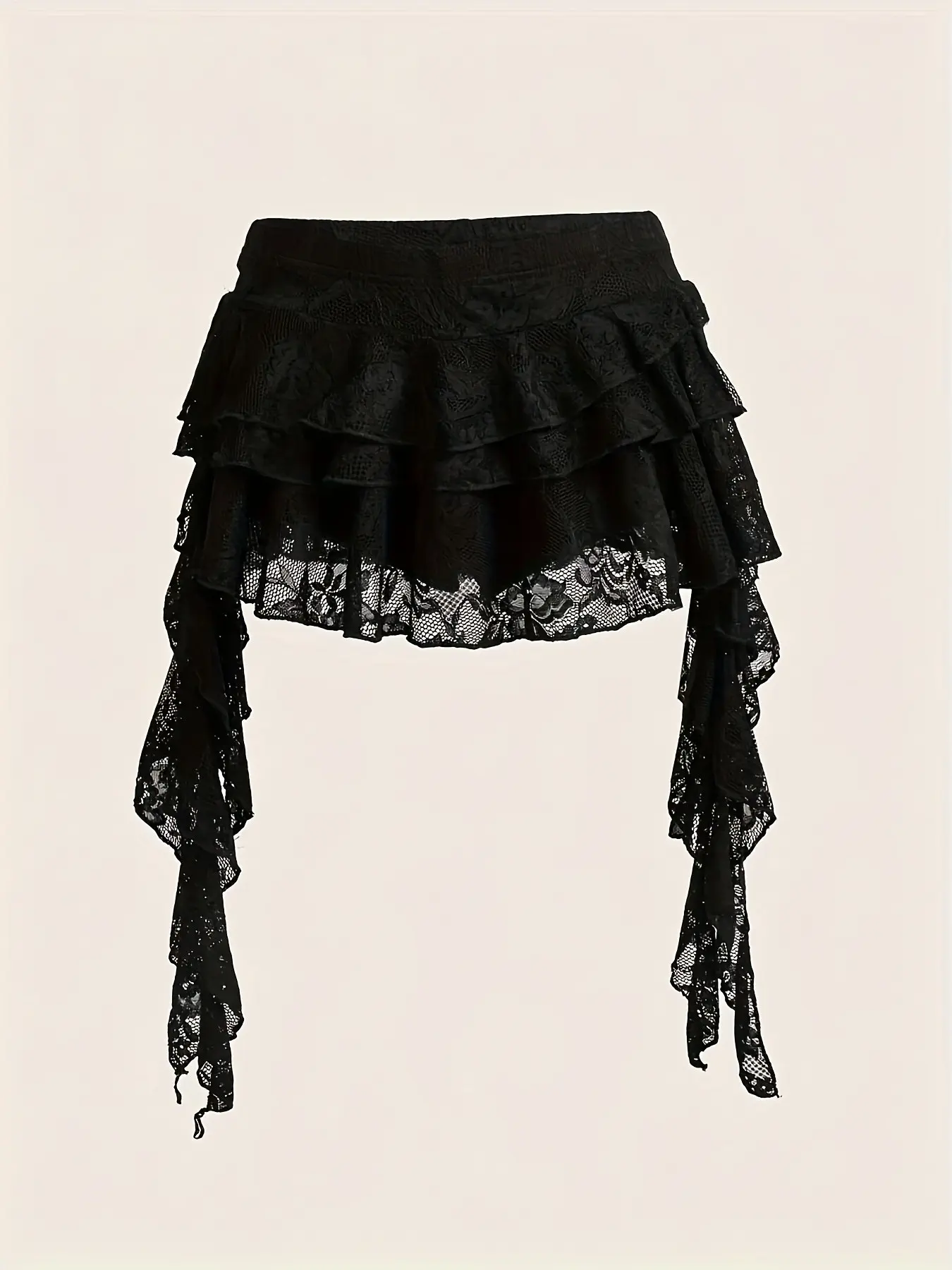 Low Waist Bohemian Style Sexy Lace Mini Dress, Safety Shorts Included, Spring Summer Women's Concert Party Dress, Y2K A-Line Ruffle Skirt Bottoms, Fashion