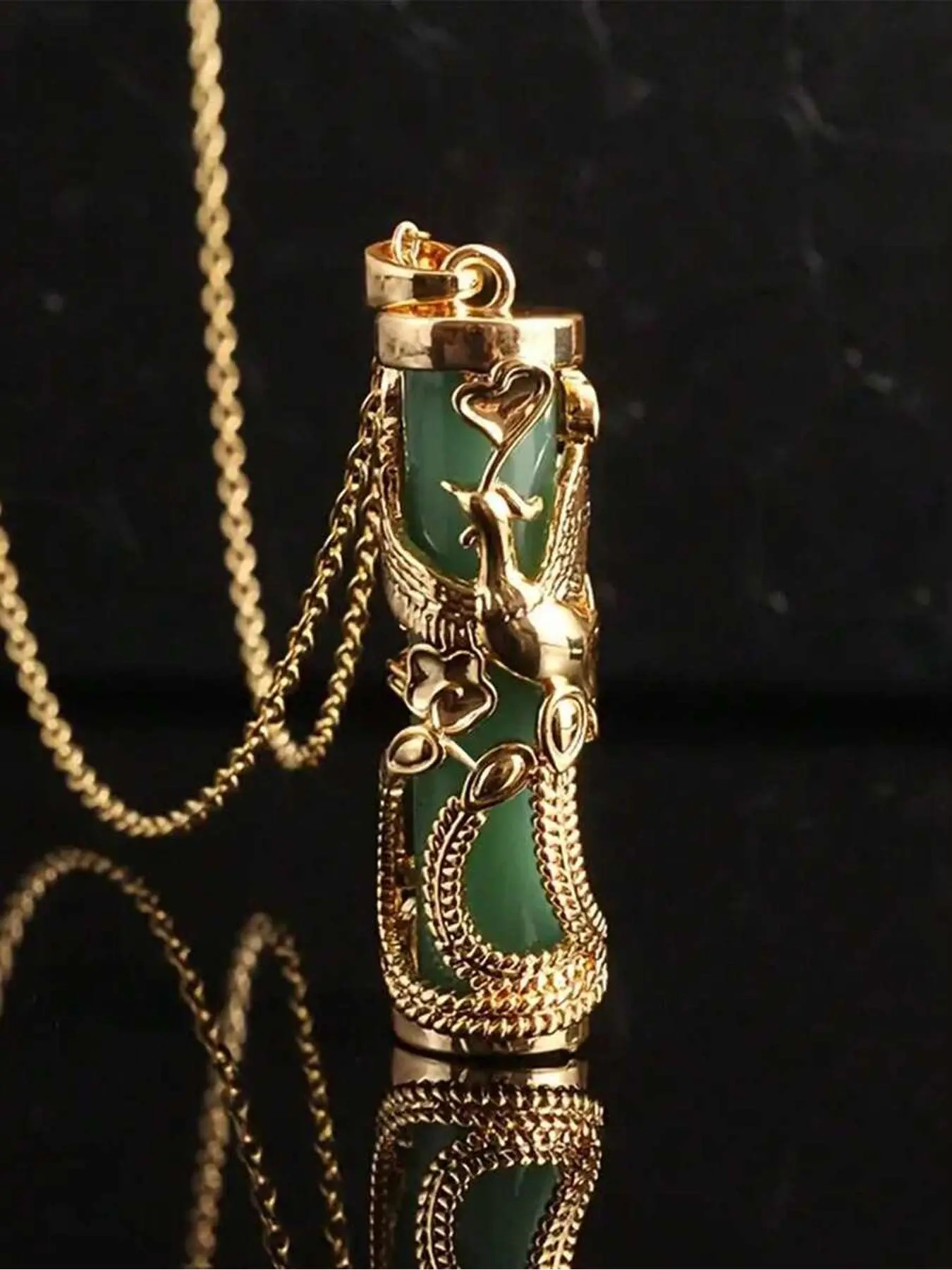 1 Dragon and Phoenix Pendant Necklace, Vintage Ethnic Style Couple Collarbone Necklace, Holiday Party Gift for Men and Women