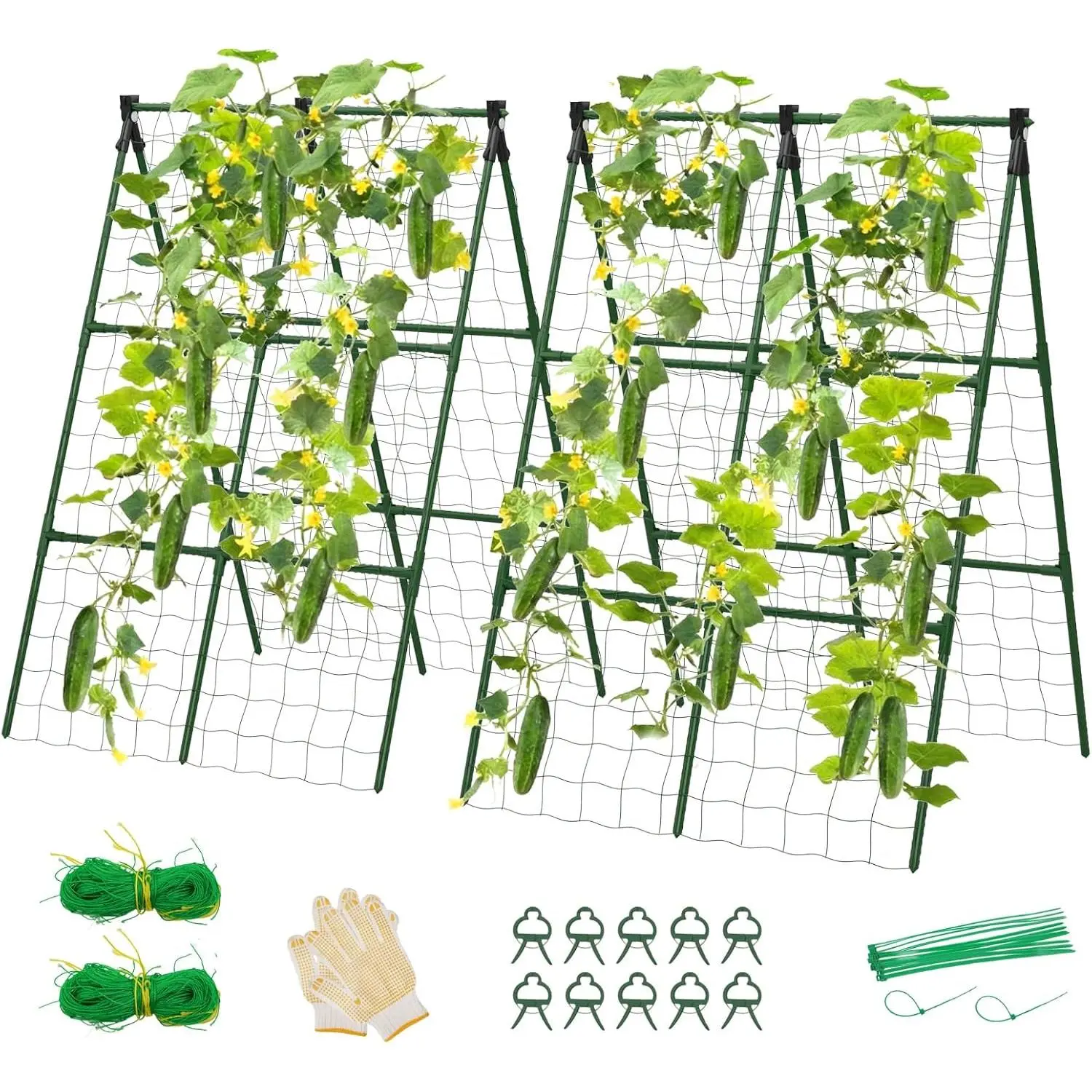2 Pack Cucumber Trellis, 34"×48" Garden Trellis for Climbing Plants Outdoor, A-Frame Vegetable Trellis for Raised Bed, Support for Tomatoes, Squash, Zucchini, Vegetables & Flowers