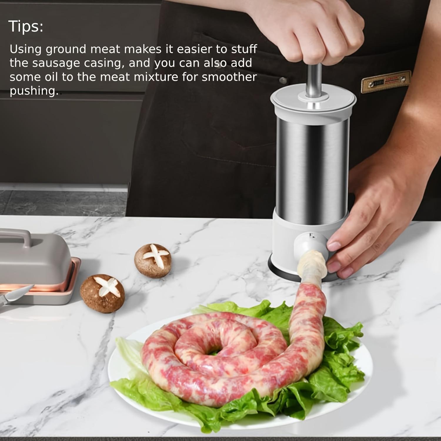 Sausage Stuffer with 4 Filling Tubes, for Meat Sausage Fillings, a Tool for Handmade Vertical Sausages in Home Kitchens