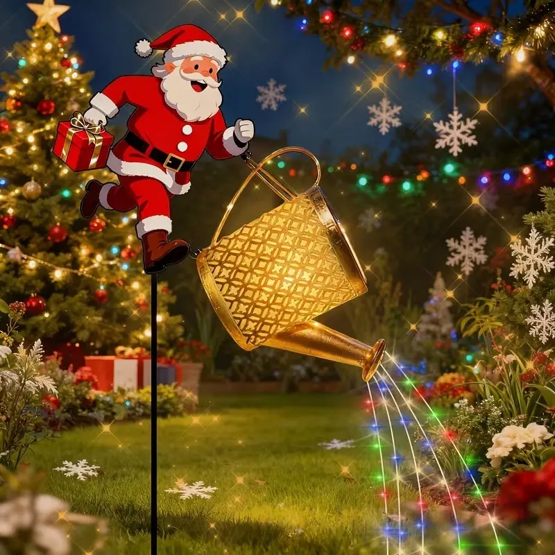 Solar Garden Decorative Light, Christmas Courtyard Decoration, Santa Outdoor Post Lamp, RGB Warm LED, Garden Porch Lawn Ornament, Perfect Christmas Gift