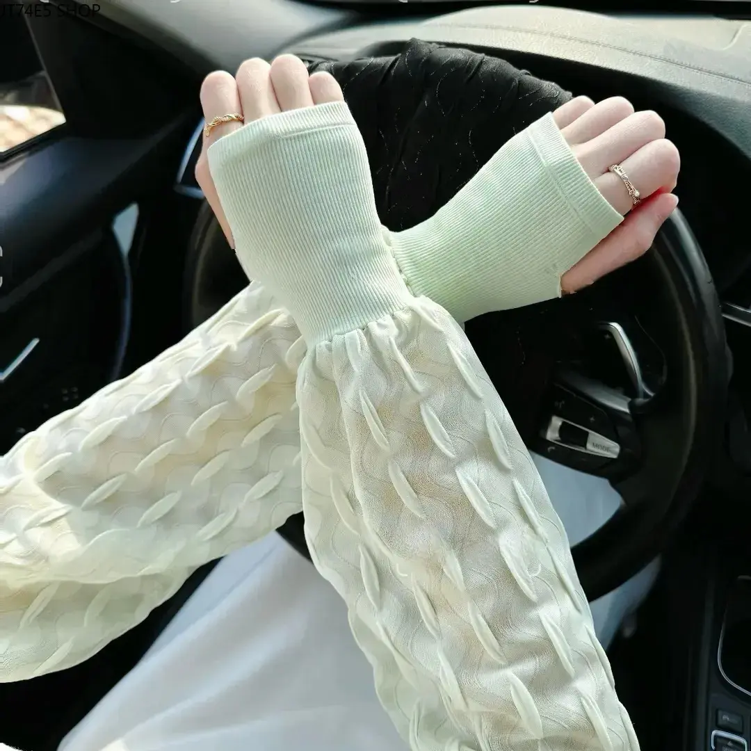 Sunscreen, ice sleeves for women, loose mouth in summer, enlarged riding, driving, arm protection, ice silk sleeves, seersucker hand sleeves